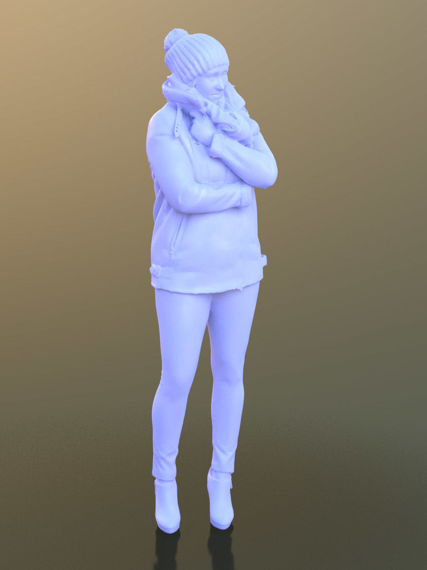 Rocio 10296 - Standing Winter Woman Low-poly 3D model_4