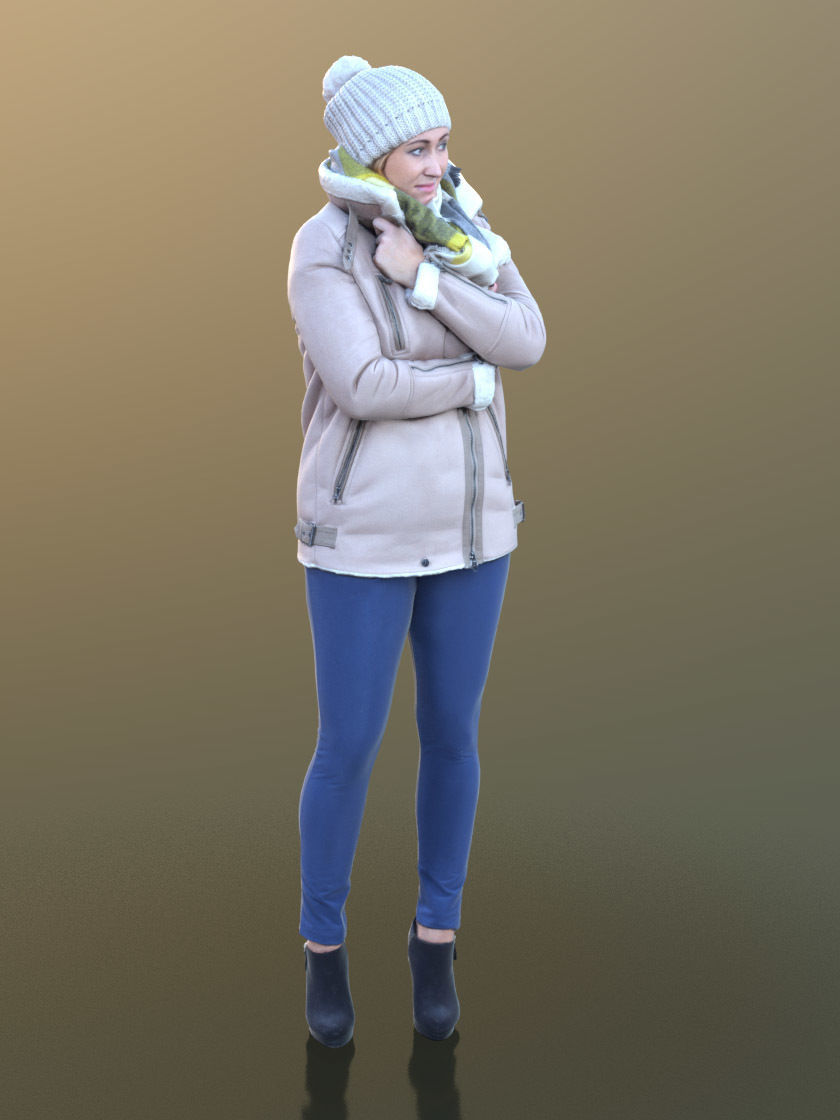 Rocio 10296 - Standing Winter Woman Low-poly 3D model_2