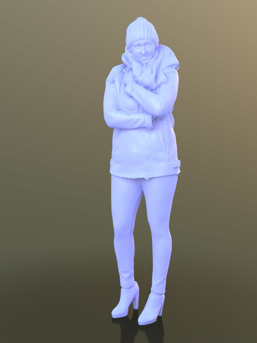 Rocio 10296 - Standing Winter Woman Low-poly 3D model_3
