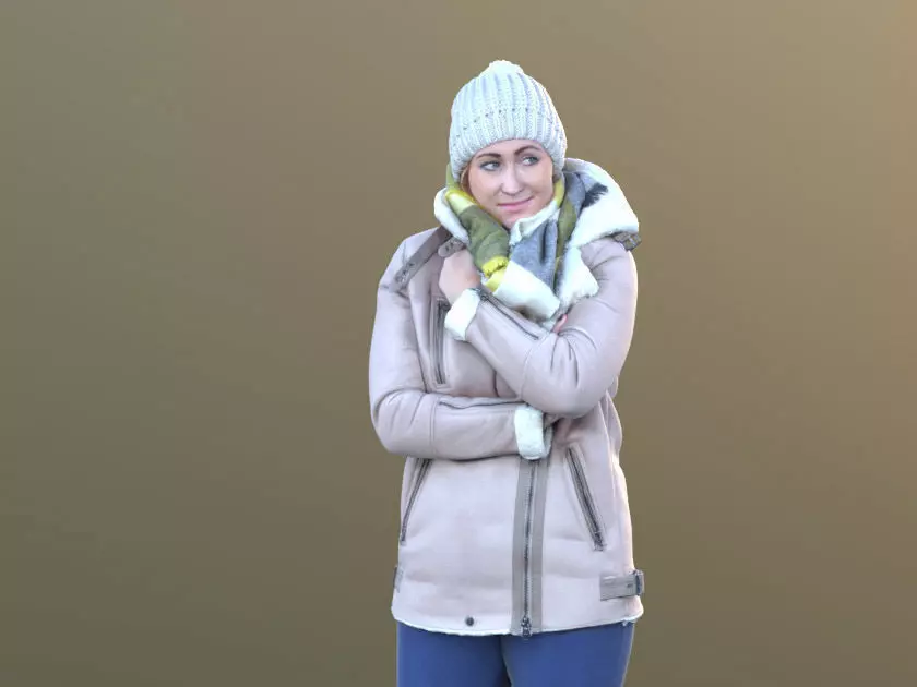 Rocio 10296 - Standing Winter Woman Low-poly 3D model_0