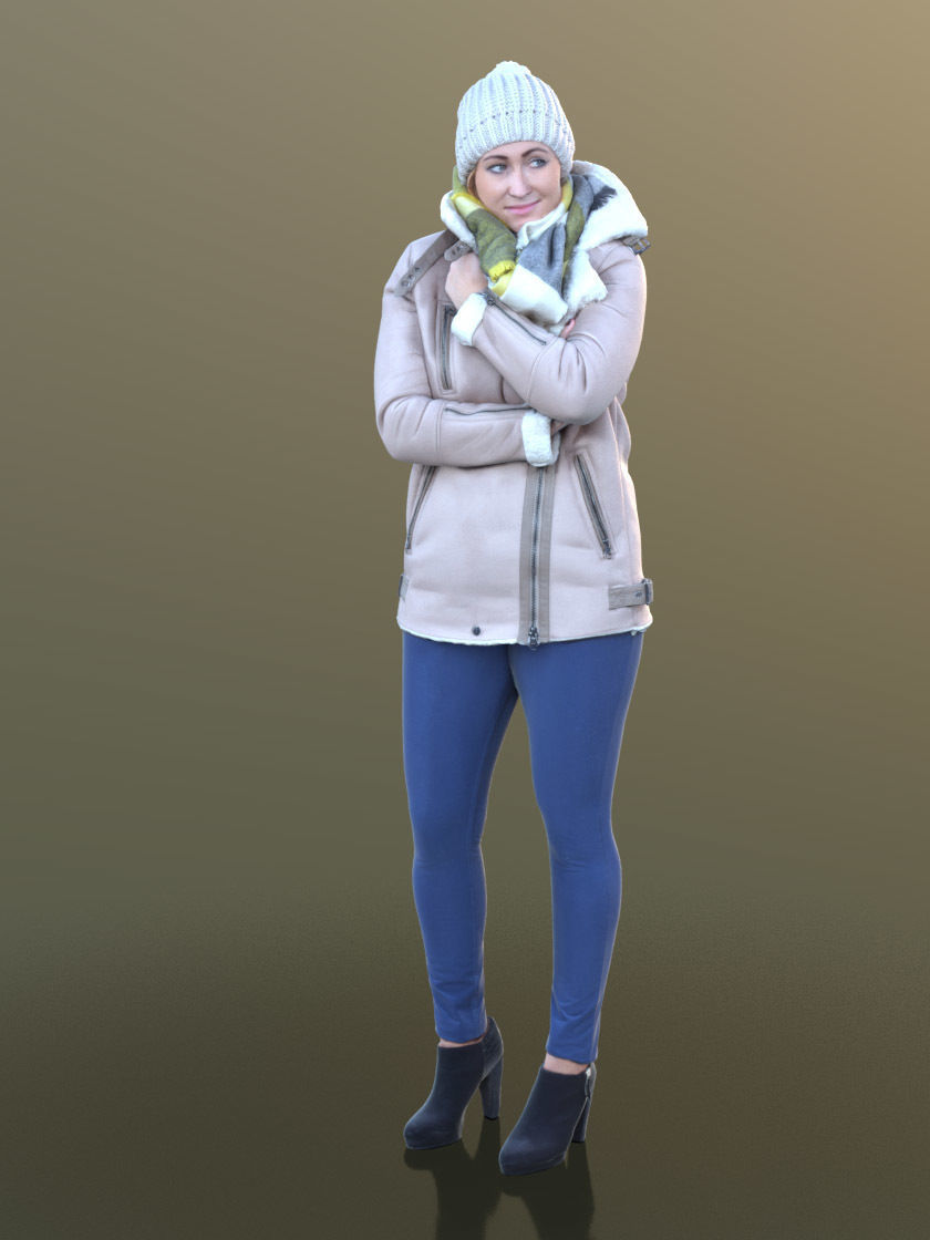 Rocio 10296 - Standing Winter Woman Low-poly 3D model_1