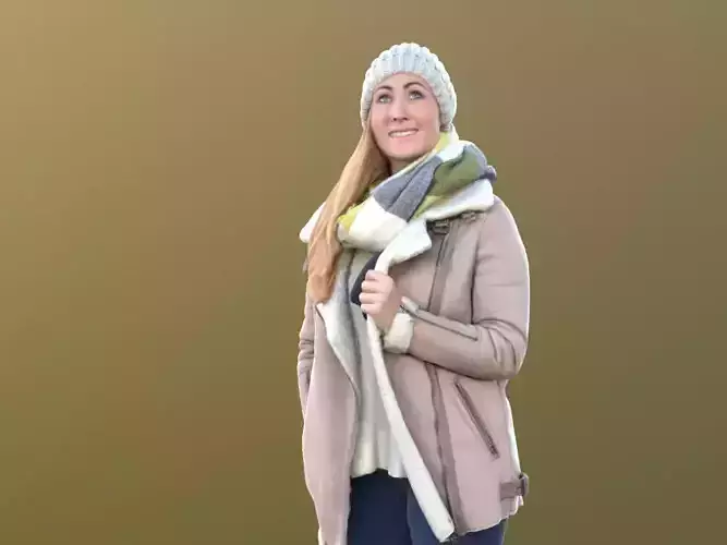 Rocio 10295 - Standing Winter Girl Low-poly 3D model