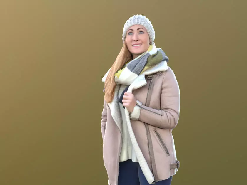 Rocio 10295 - Standing Winter Girl Low-poly 3D model_0
