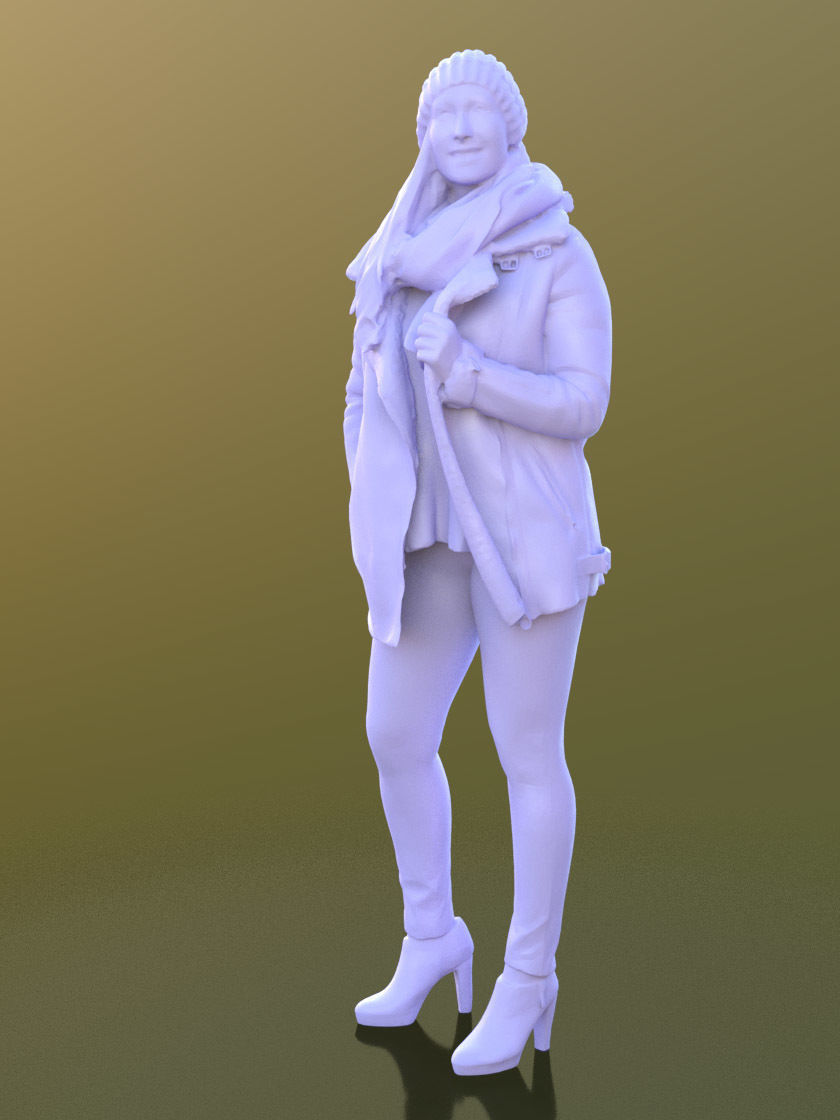 Rocio 10295 - Standing Winter Girl Low-poly 3D model_3