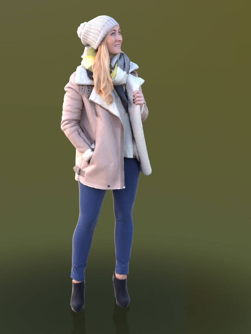 Rocio 10295 - Standing Winter Girl Low-poly 3D model_2