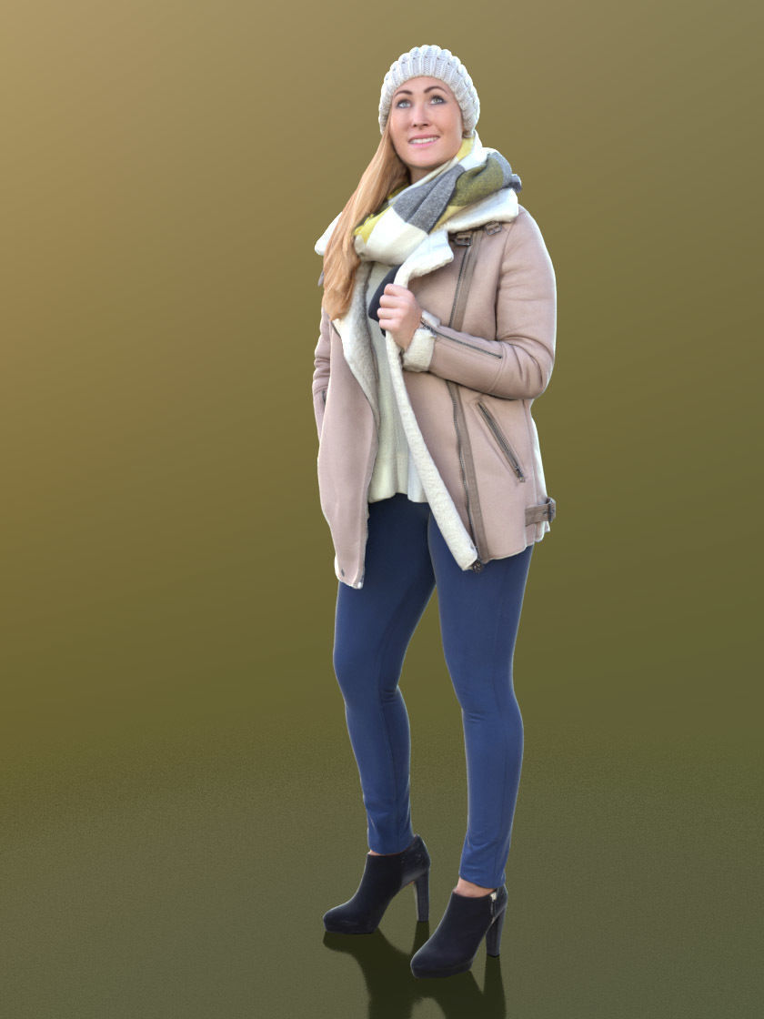 Rocio 10295 - Standing Winter Girl Low-poly 3D model_1