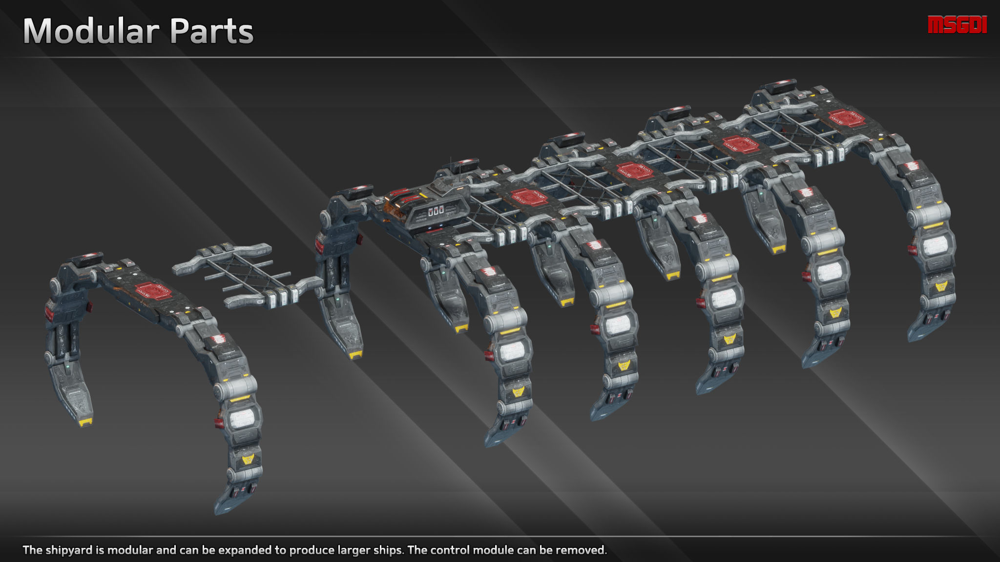Spaceship Shipyard Class III Low-poly 3D model_1