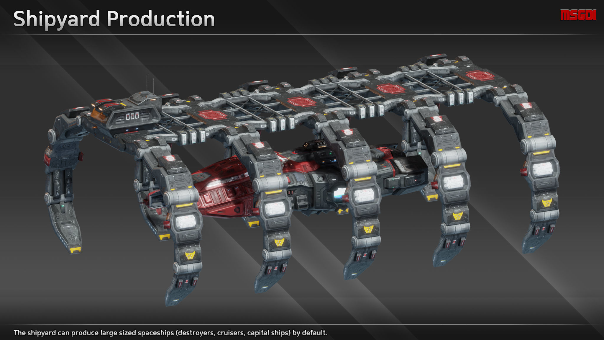 Spaceship Shipyard Class III Low-poly 3D model_2