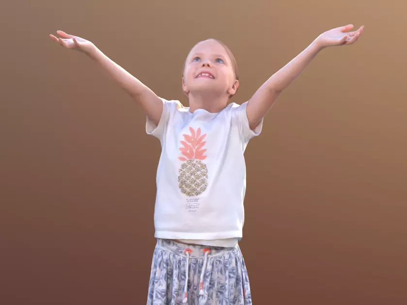 Lilly 10289 - Standing Playing Girl Low-poly 3D model_0