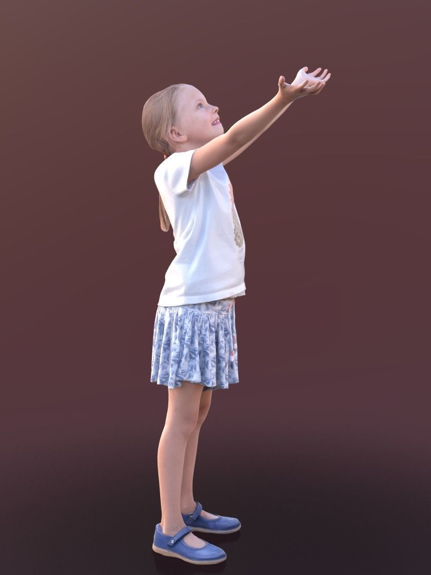 Lilly 10289 - Standing Playing Girl Low-poly 3D model_2