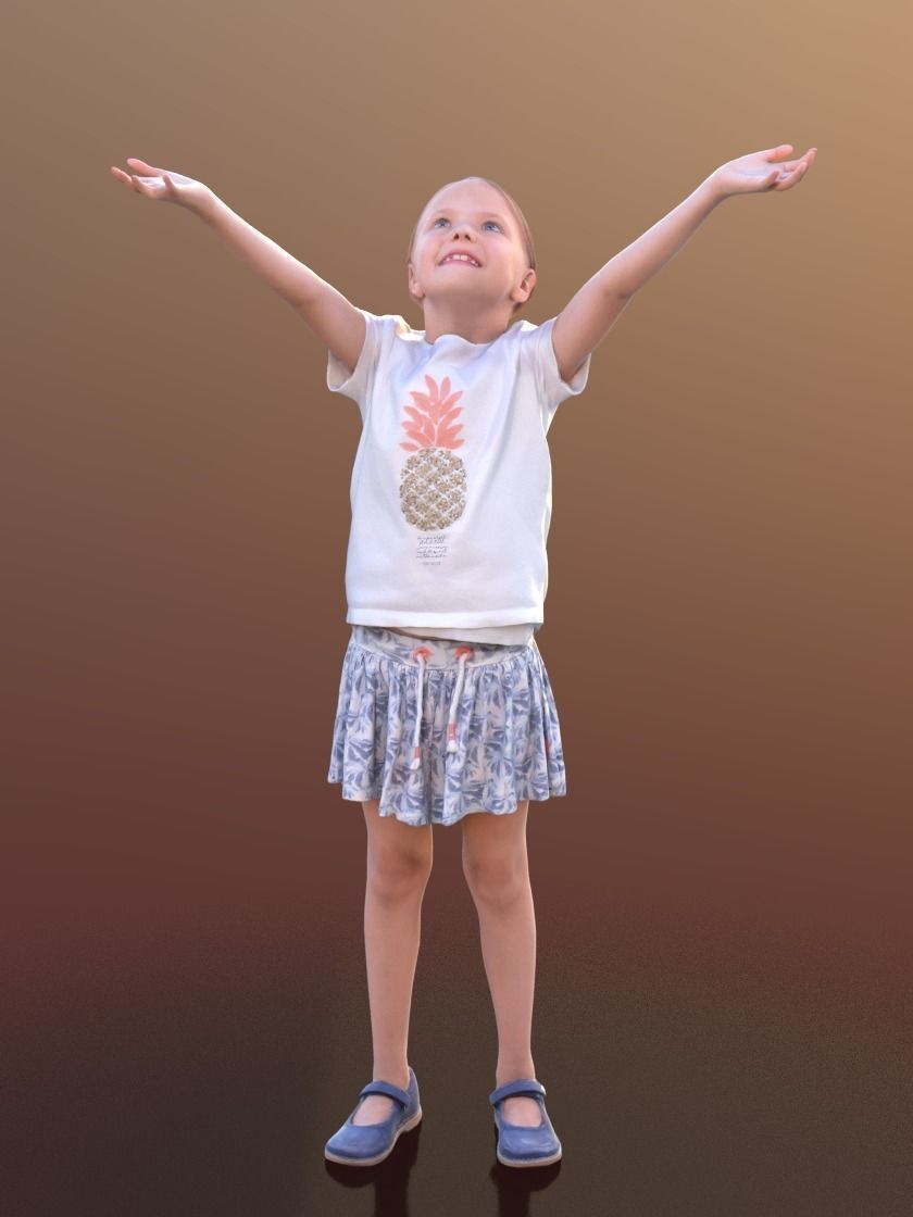 Lilly 10289 - Standing Playing Girl Low-poly 3D model_1