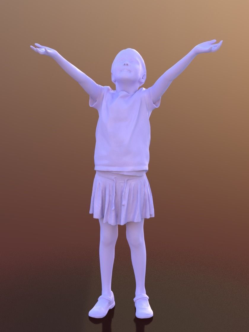 Lilly 10289 - Standing Playing Girl Low-poly 3D model_3