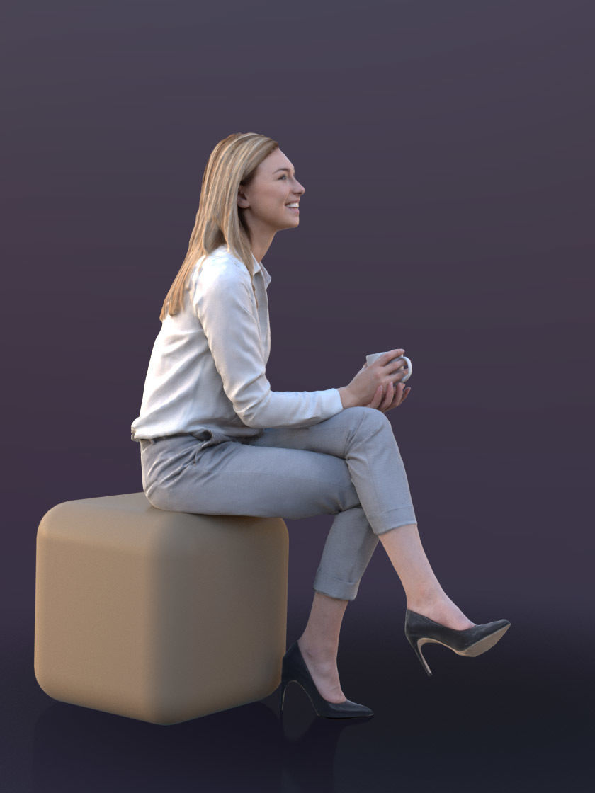 Ramona 10282 - Sitting Business Woman Low-poly 3D model_2