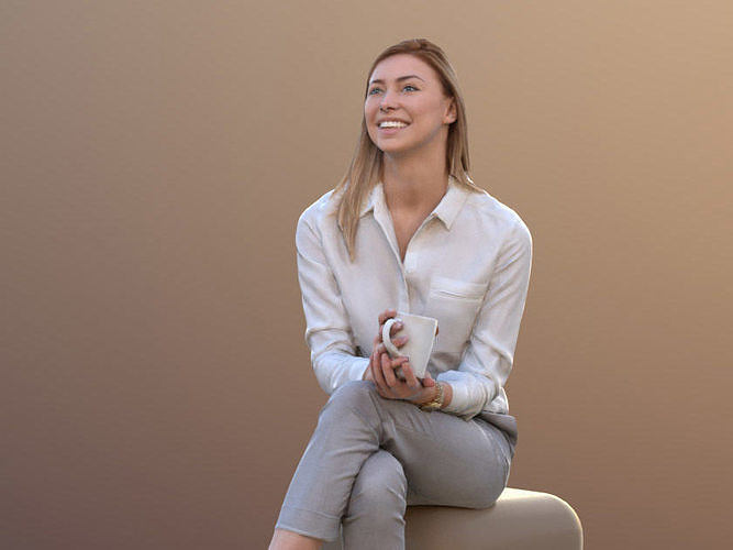 Ramona 10282 - Sitting Business Woman Low-poly 3D model
