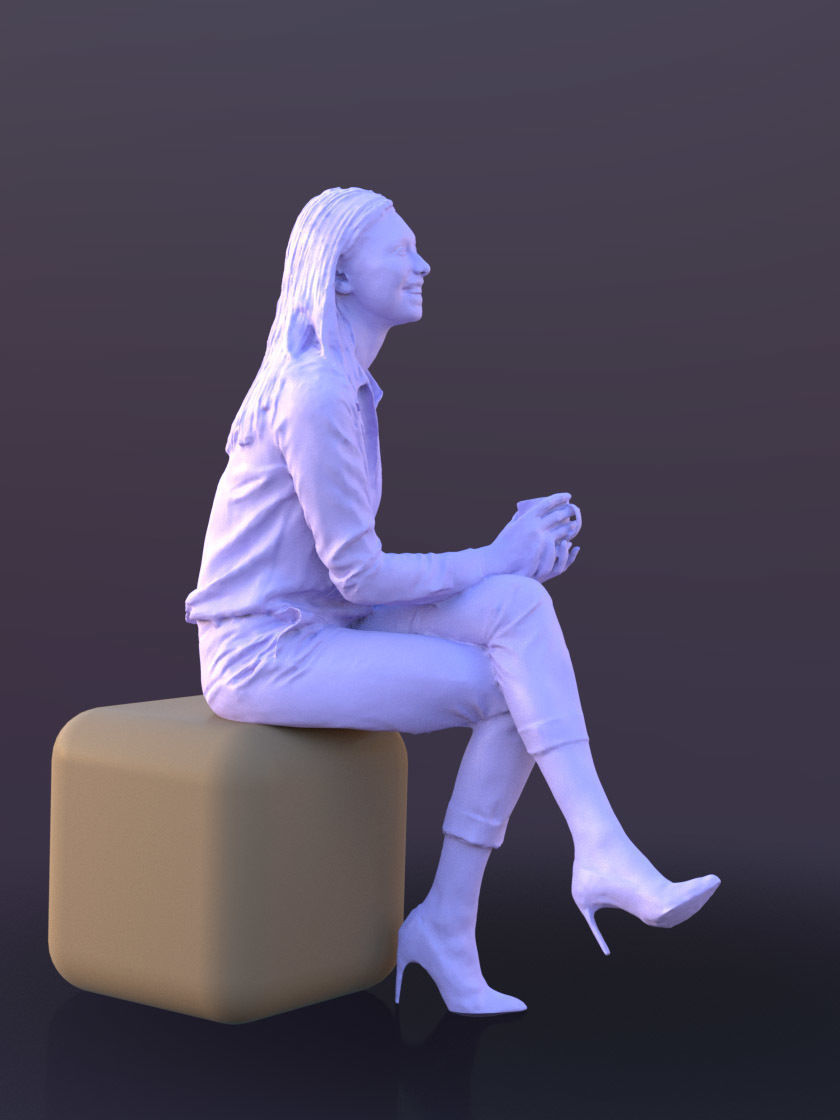 Ramona 10282 - Sitting Business Woman Low-poly 3D model_4