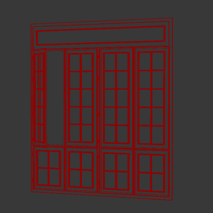 Window with glass panels 3D model_4