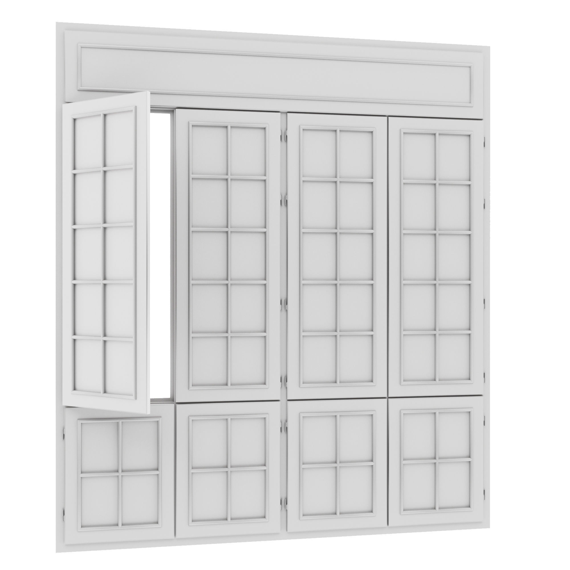 Window with glass panels 3D model_1