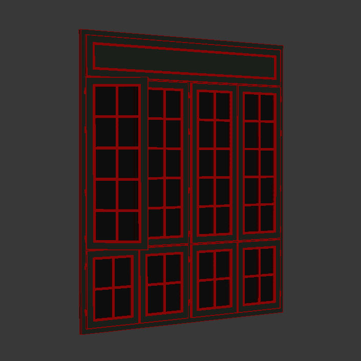 Window with glass panels 3D model_2