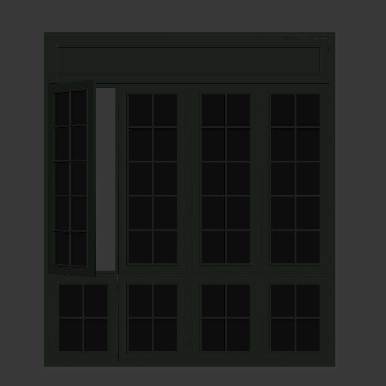 Window with glass panels 3D model_3