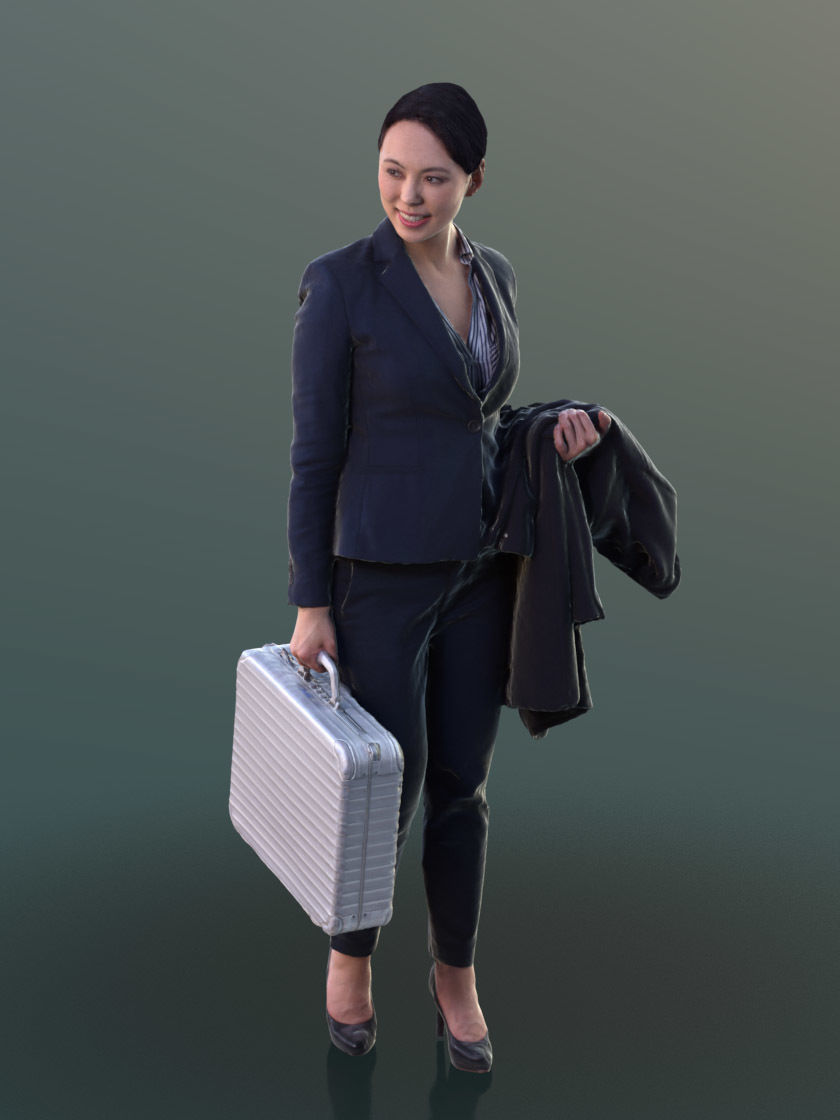 Bao 10275 - Walking Business Woman Low-poly 3D model_2