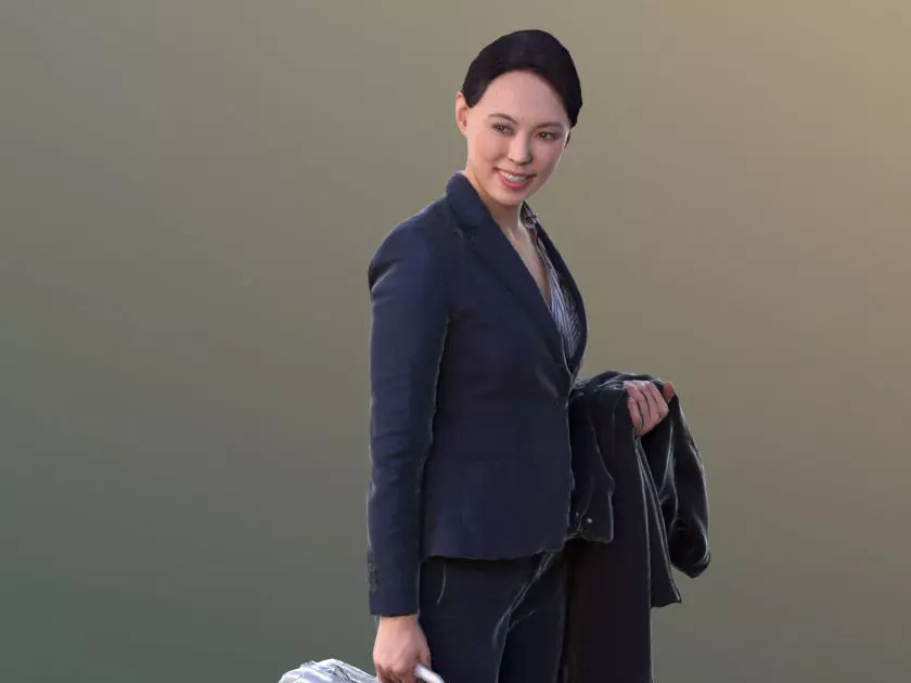 Bao 10275 - Walking Business Woman Low-poly 3D model_0