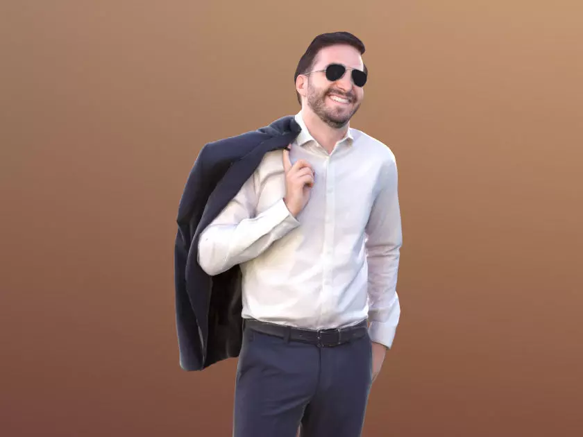 Anselmo 10256 - Standing Business Man Low-poly 3D model_0