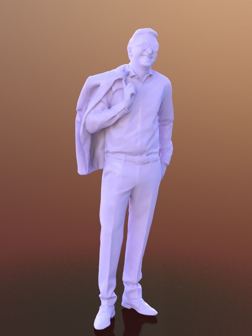 Anselmo 10256 - Standing Business Man Low-poly 3D model_3