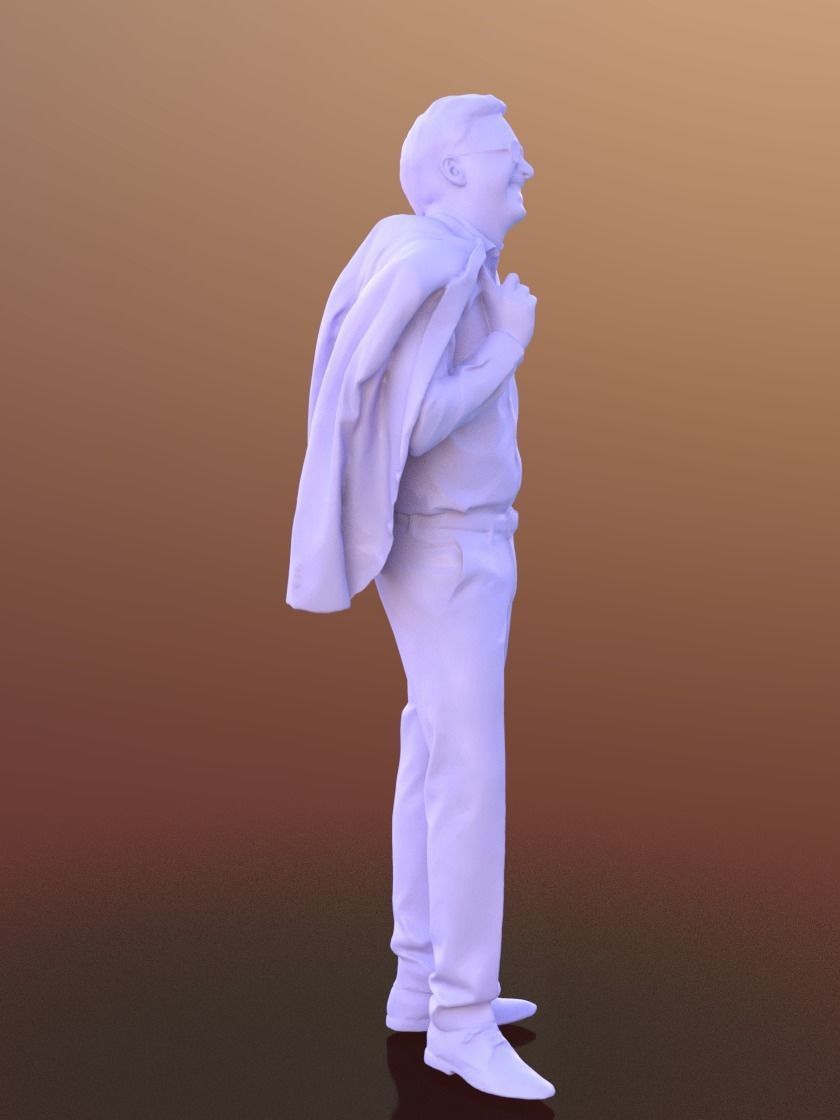 Anselmo 10256 - Standing Business Man Low-poly 3D model_4