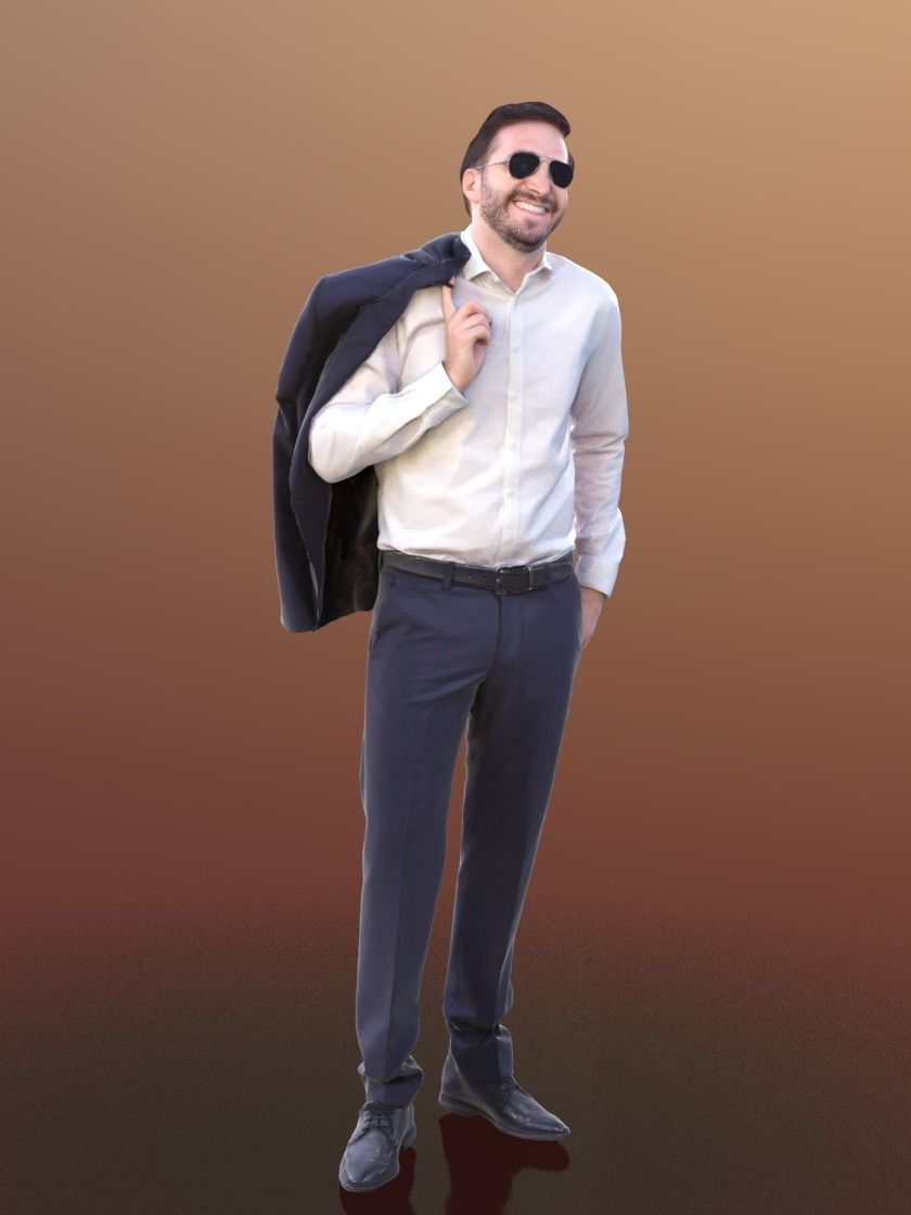 Anselmo 10256 - Standing Business Man Low-poly 3D model_1