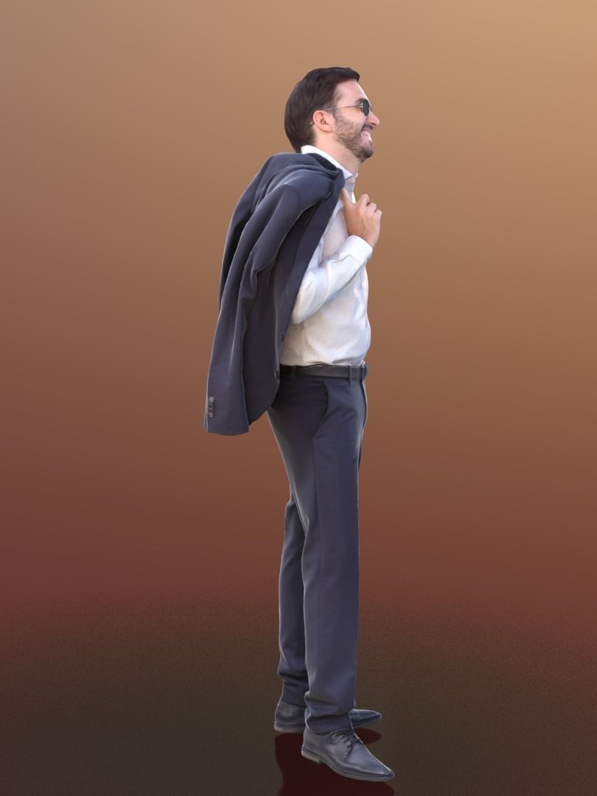 Anselmo 10256 - Standing Business Man Low-poly 3D model_2