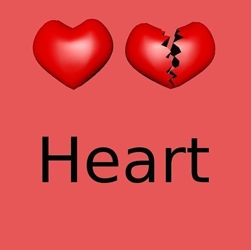 Red heart whole and broken Free low-poly 3D model