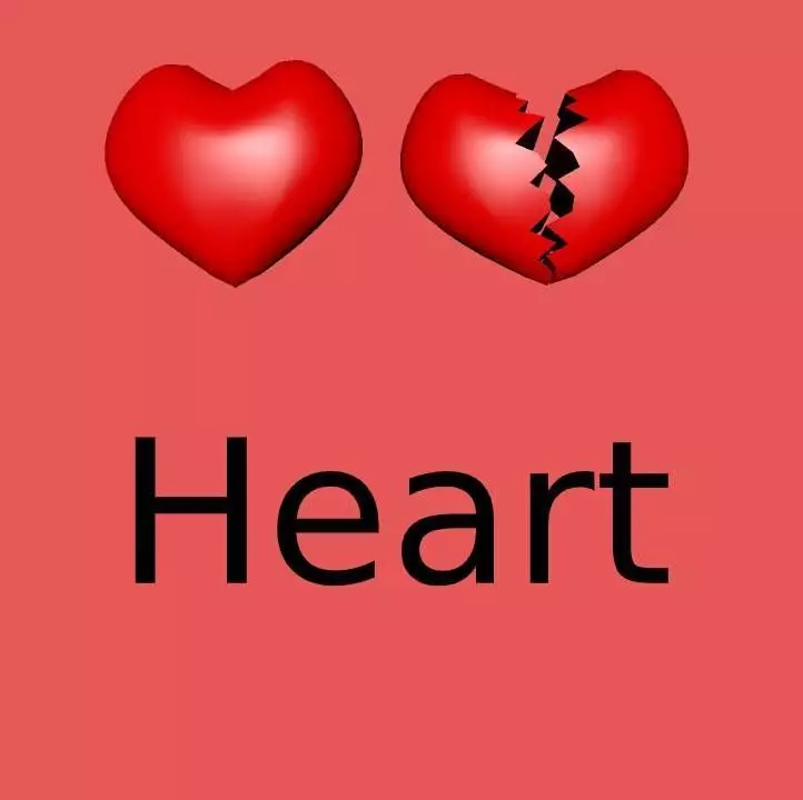 Red heart whole and broken Free low-poly 3D model