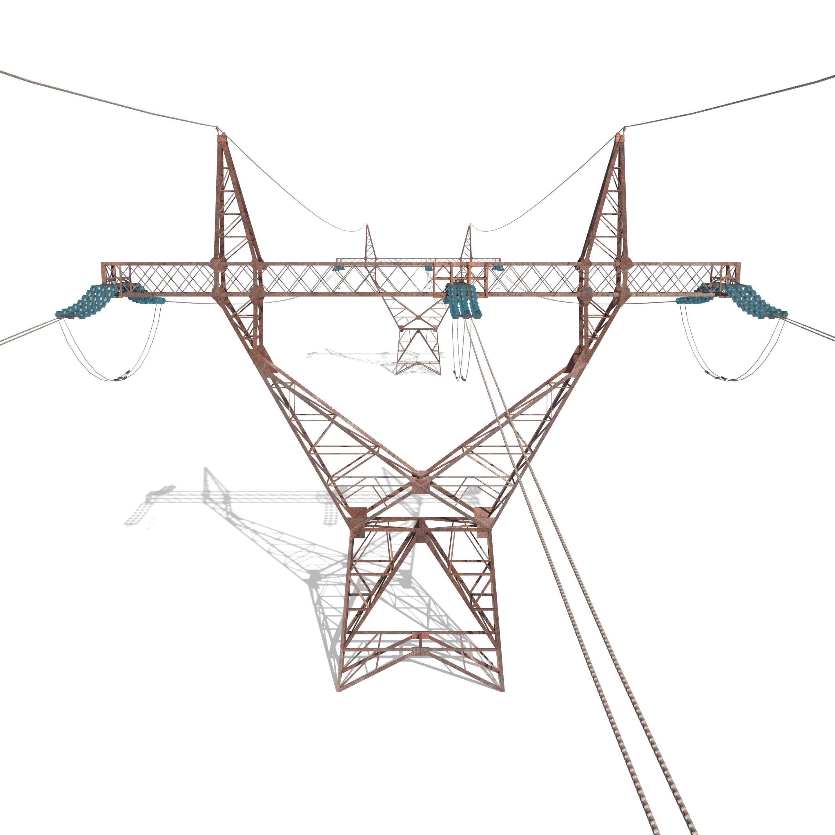 Electricity Pole 21 Weathered 3D model_3