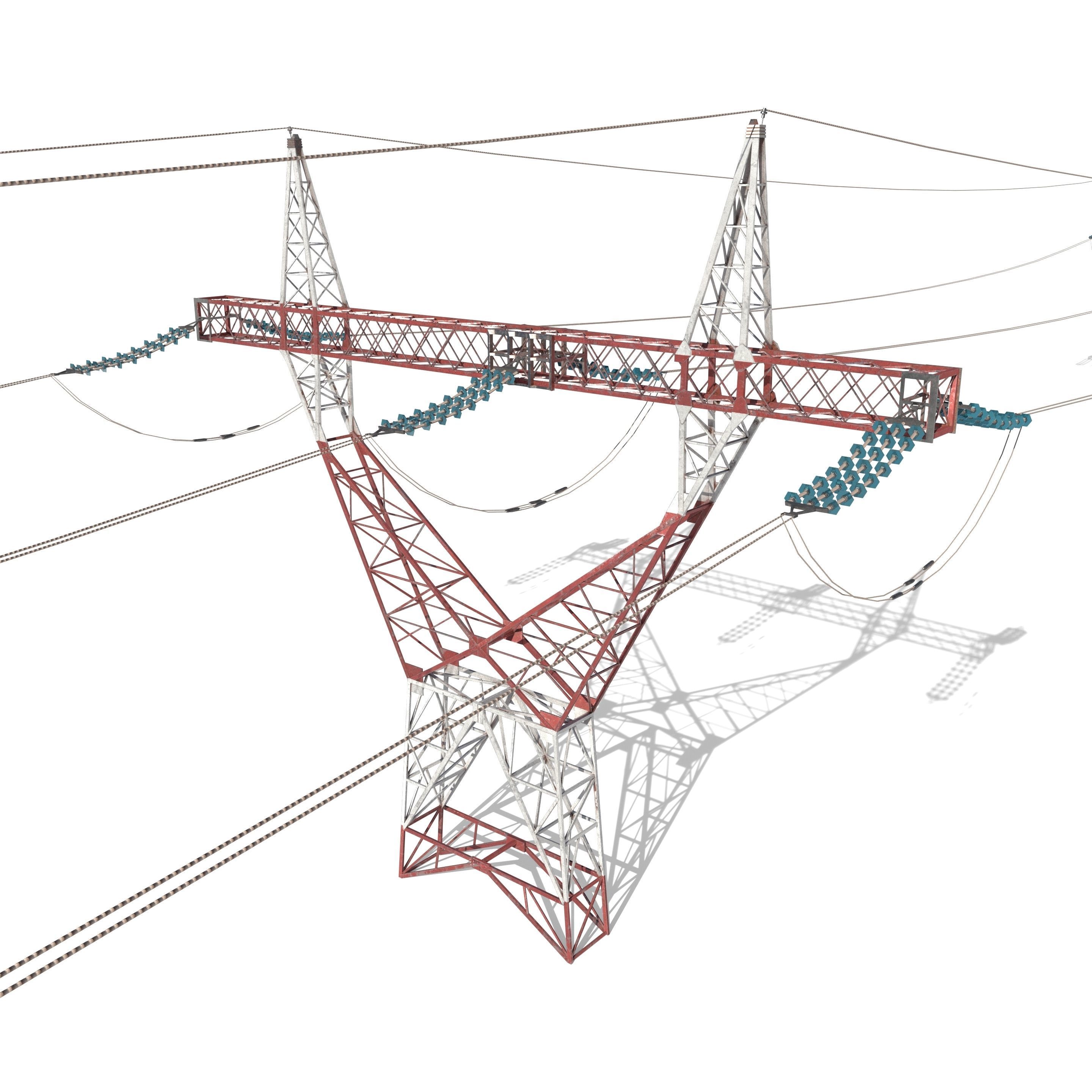 Electricity Pole 22 Low-poly 3D model_5