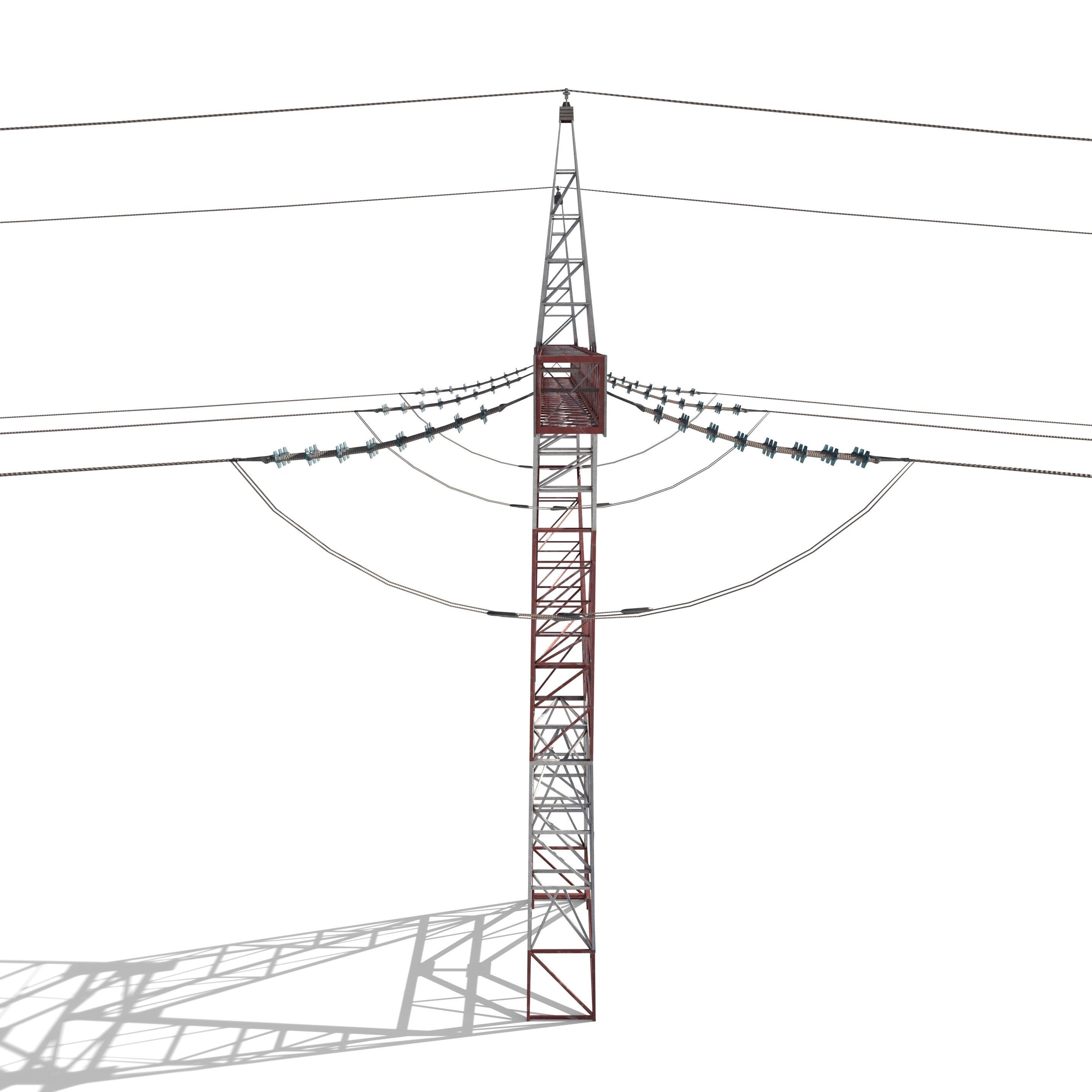 Electricity Pole 22 Low-poly 3D model_1