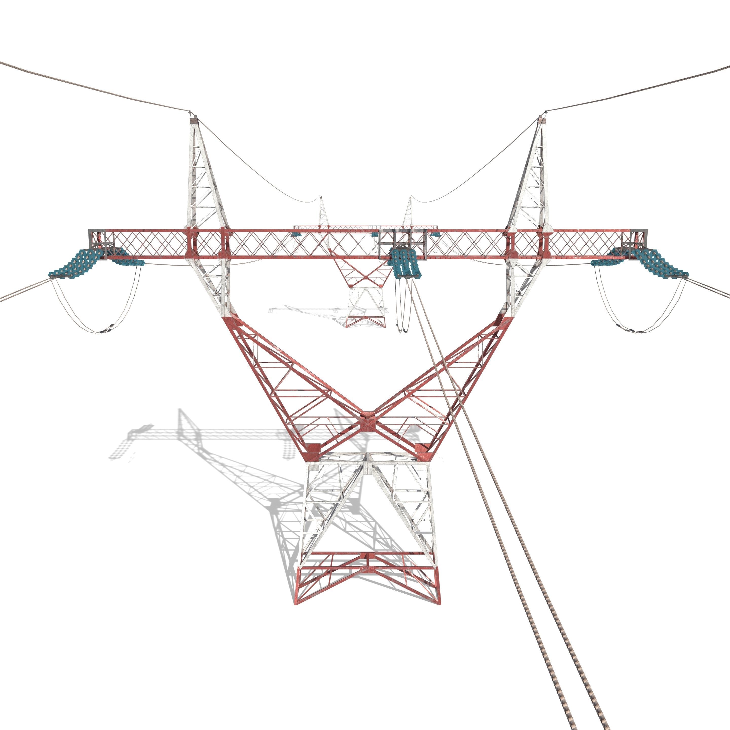 Electricity Pole 22 Low-poly 3D model_4