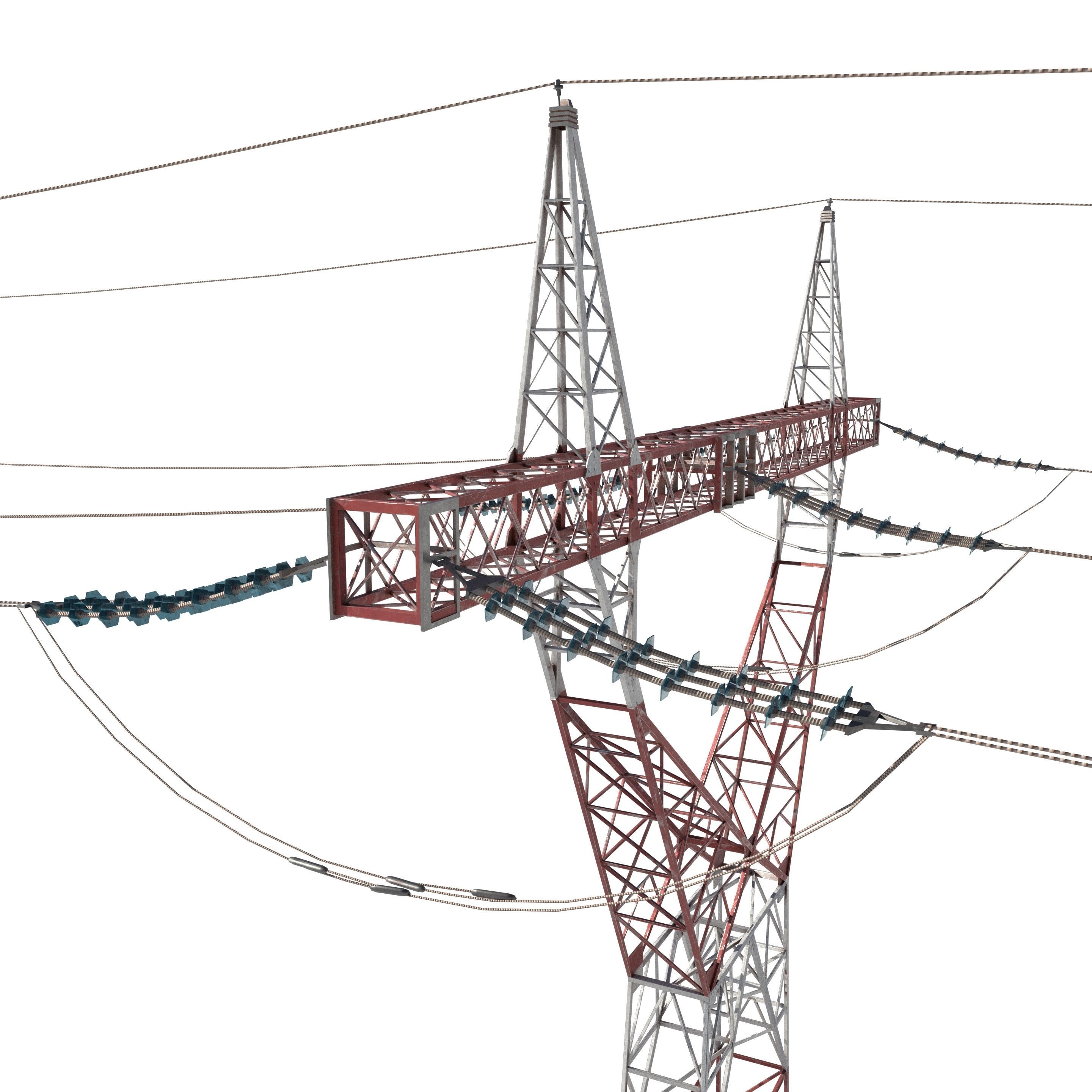 Electricity Pole 22 Low-poly 3D model_3