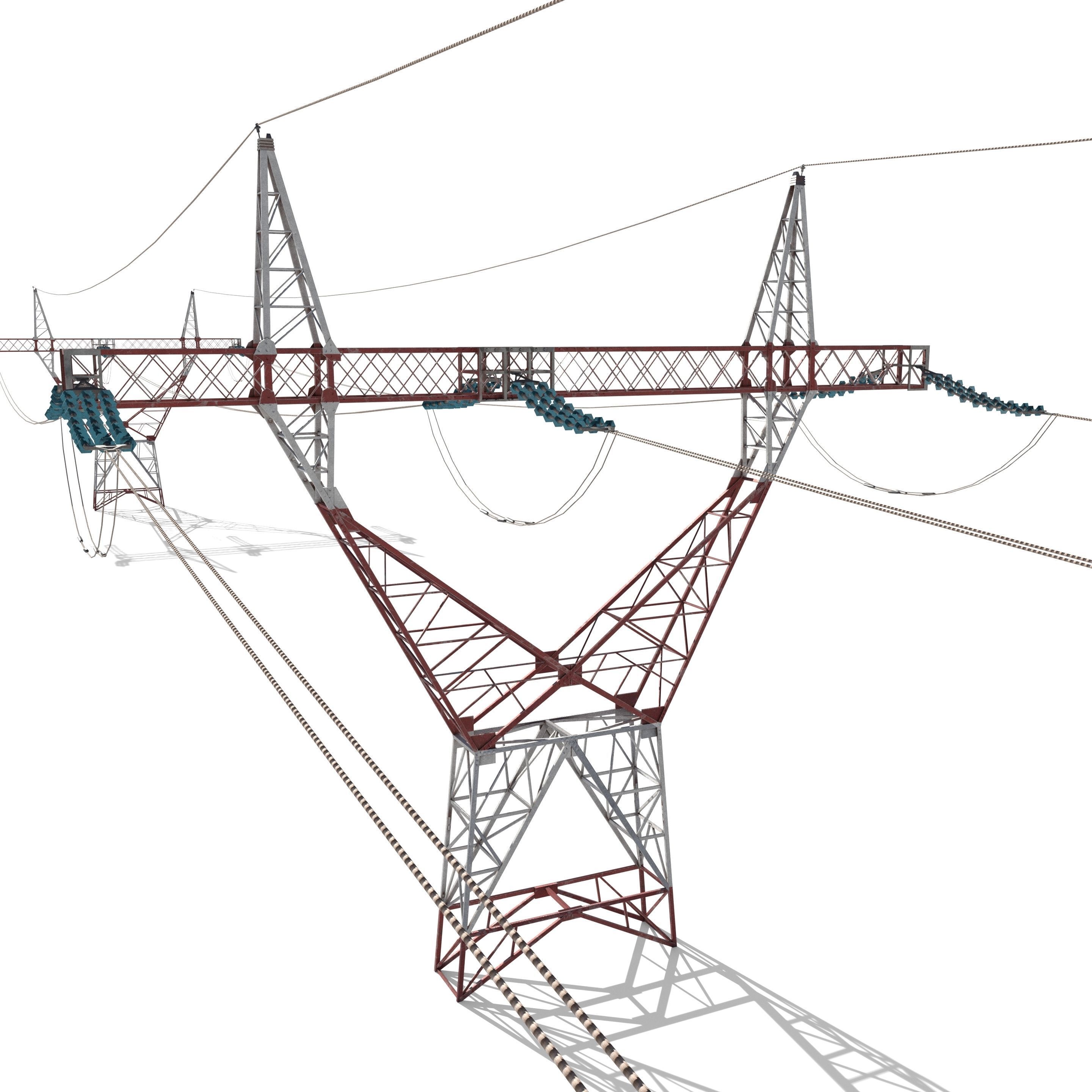 Electricity Pole 22 Low-poly 3D model_2