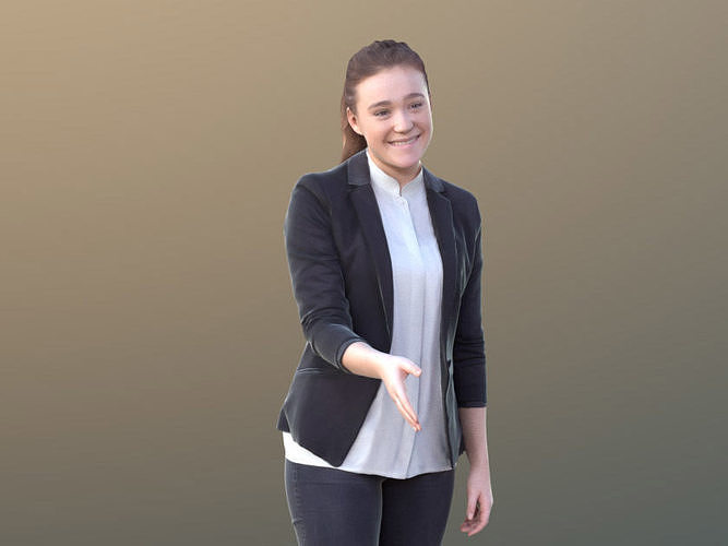 Nelly 10339 - Greeting Business Woman Low-poly 3D model