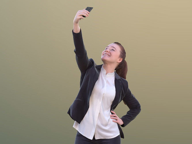Nelly 10337 - Business Girl Taking Selfie Low-poly 3D model