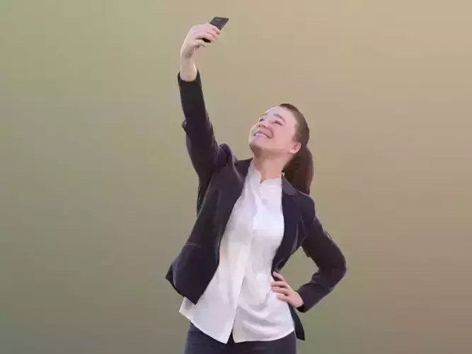 Nelly 10337 - Business Girl Taking Selfie Low-poly 3D model