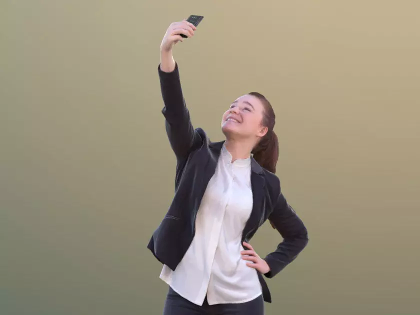 Nelly 10337 - Business Girl Taking Selfie Low-poly 3D model