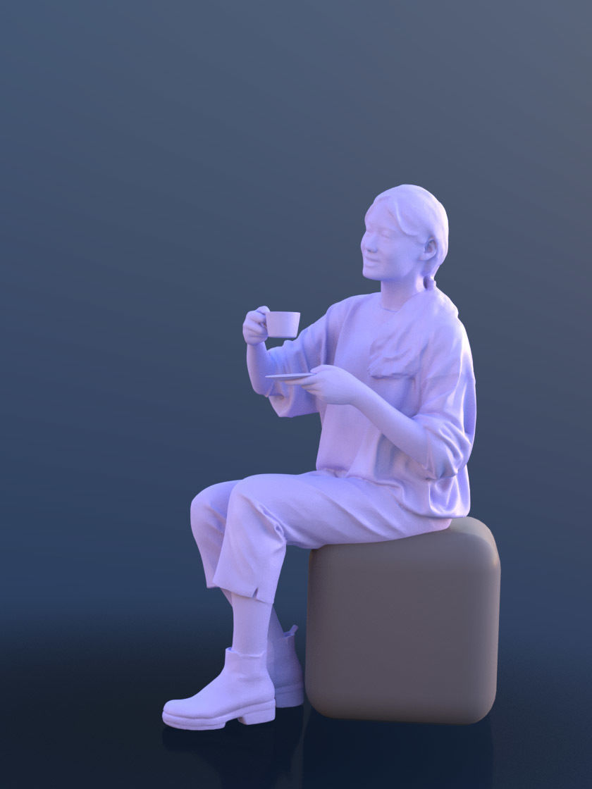 Francine 10336 - Casual Sitting Girl Low-poly 3D model_4