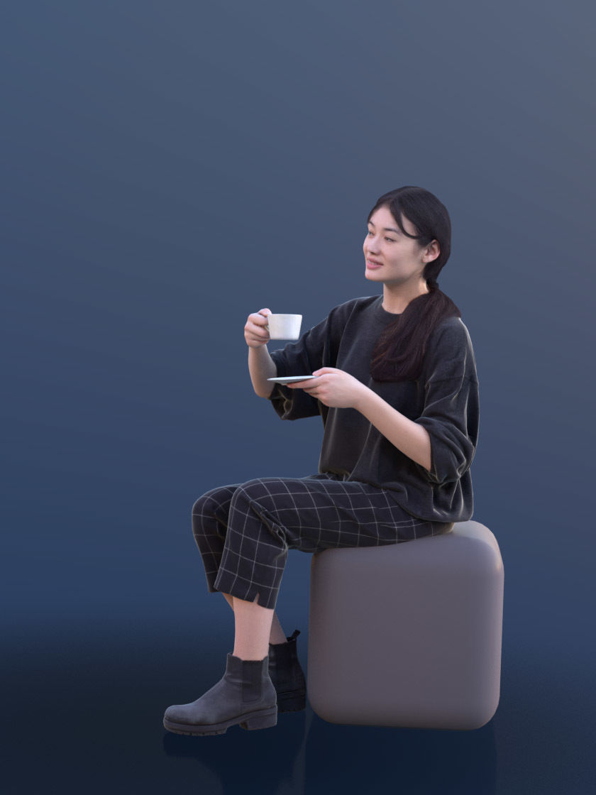 Francine 10336 - Casual Sitting Girl Low-poly 3D model_2