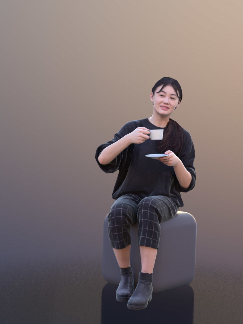 Francine 10336 - Casual Sitting Girl Low-poly 3D model_5