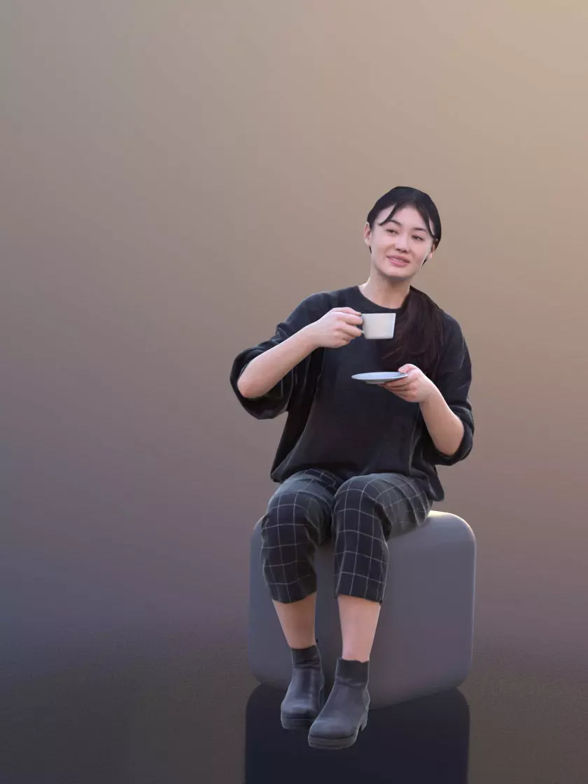 Francine 10336 - Casual Sitting Girl Low-poly 3D model_0