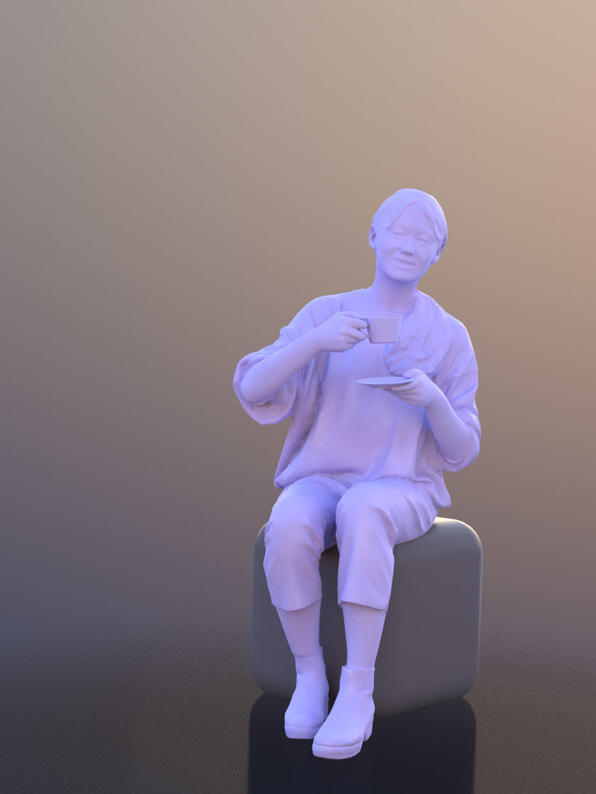 Francine 10336 - Casual Sitting Girl Low-poly 3D model_3