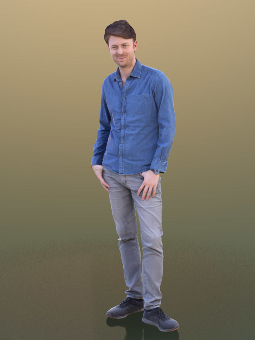 John 10318 - Standing Casual Man Low-poly 3D model_1