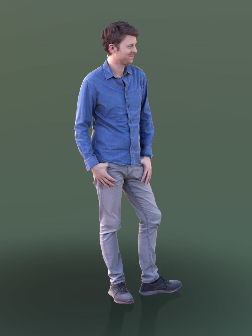 John 10318 - Standing Casual Man Low-poly 3D model_2