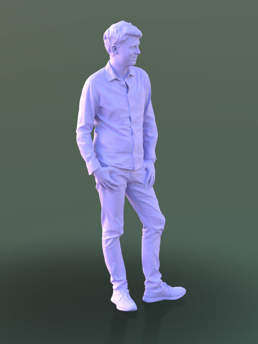 John 10318 - Standing Casual Man Low-poly 3D model_4
